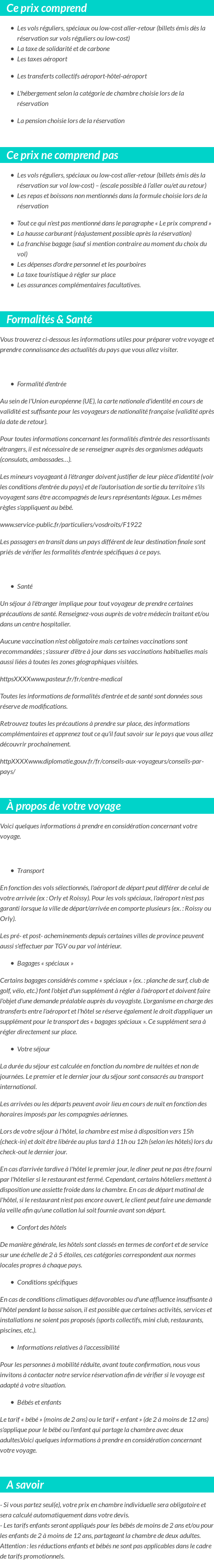 Conditions tarifaires