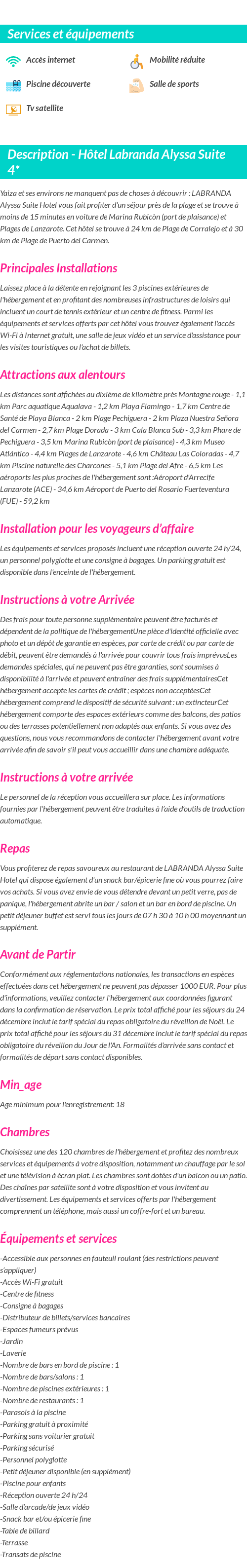 Détails du séjour