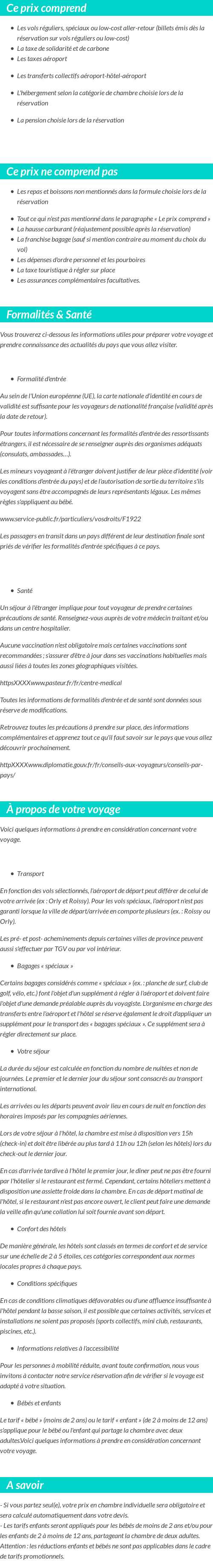 Conditions tarifaires