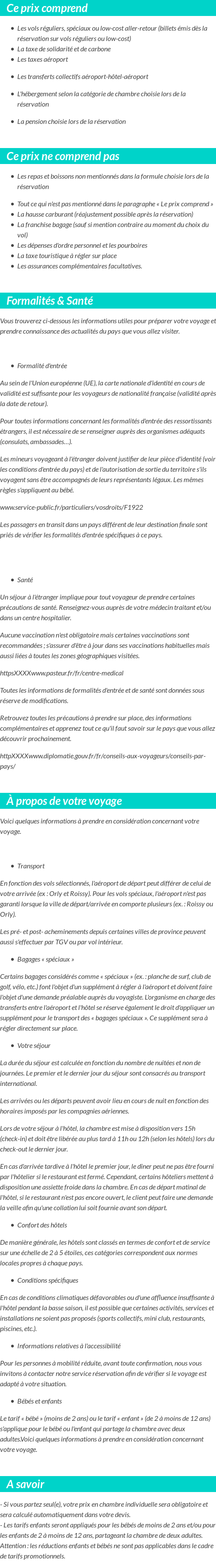 Conditions tarifaires