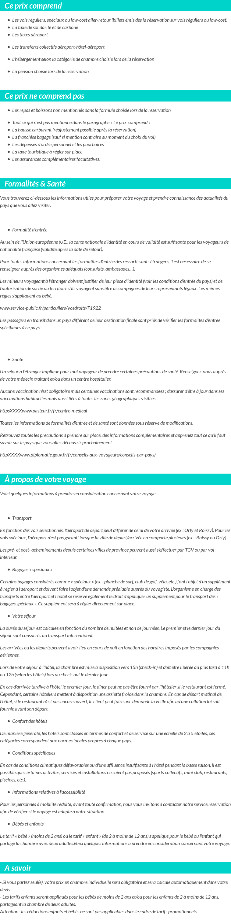 Conditions tarifaires