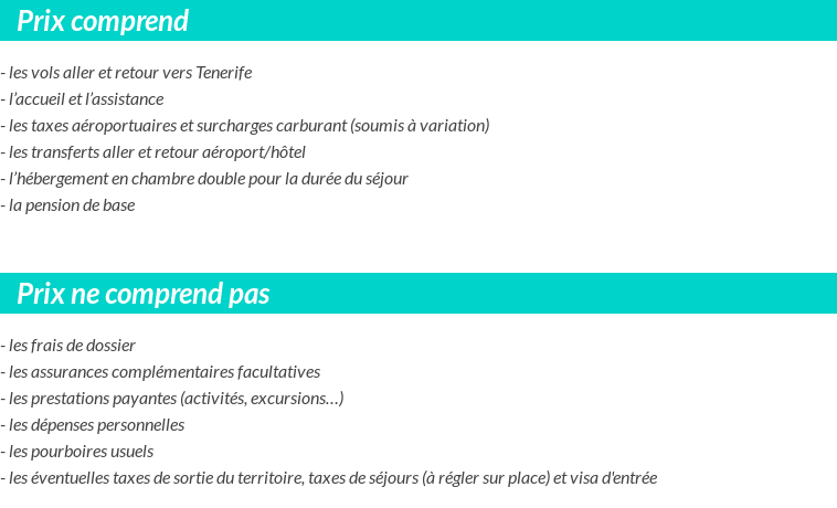 Conditions tarifaires