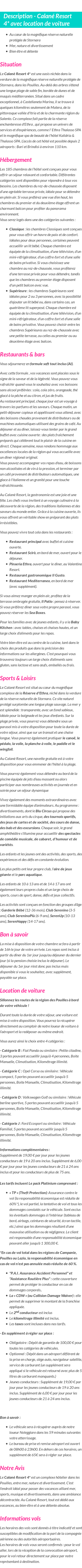 Détails du séjour