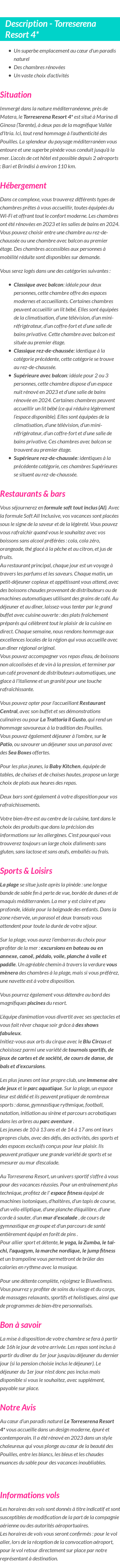 Détails du séjour