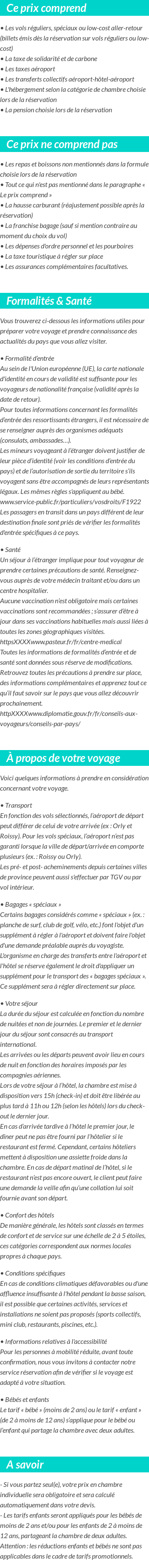 Conditions tarifaires