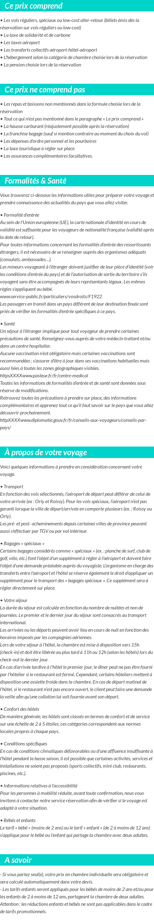 Conditions tarifaires