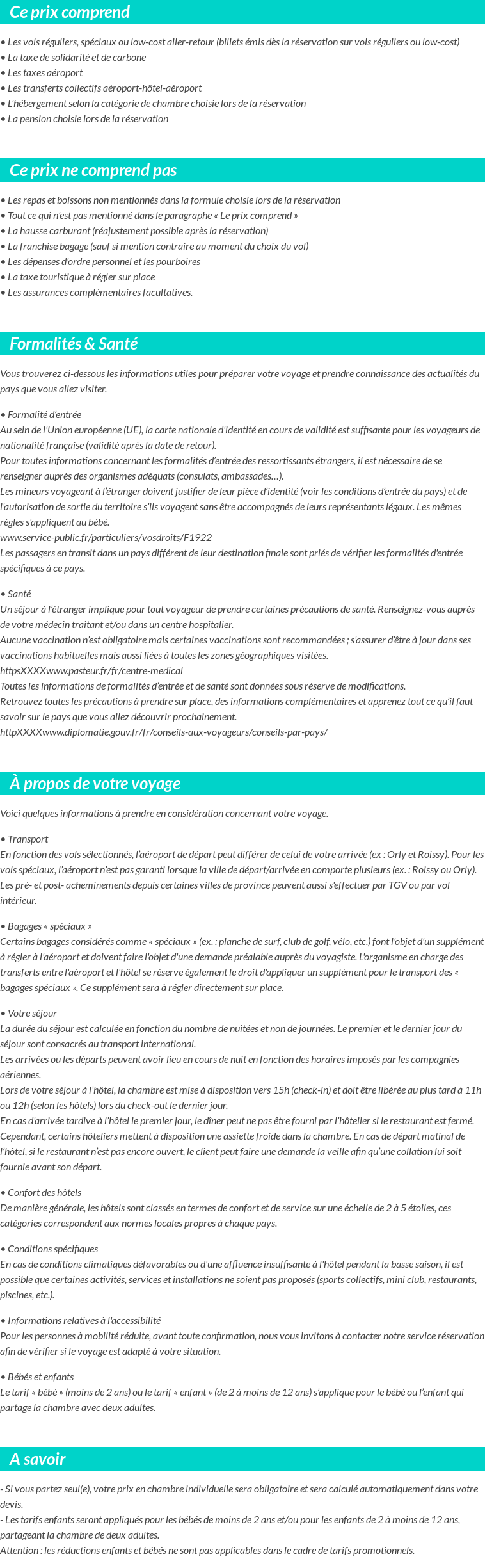 Conditions tarifaires