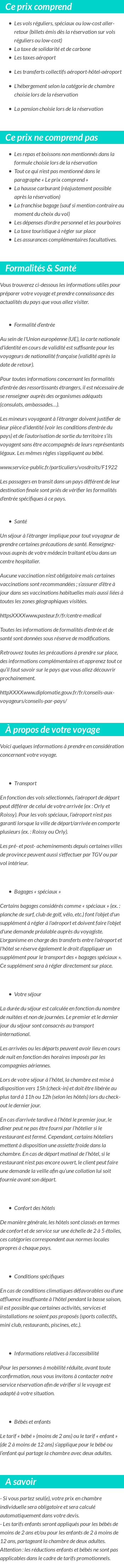 Conditions tarifaires