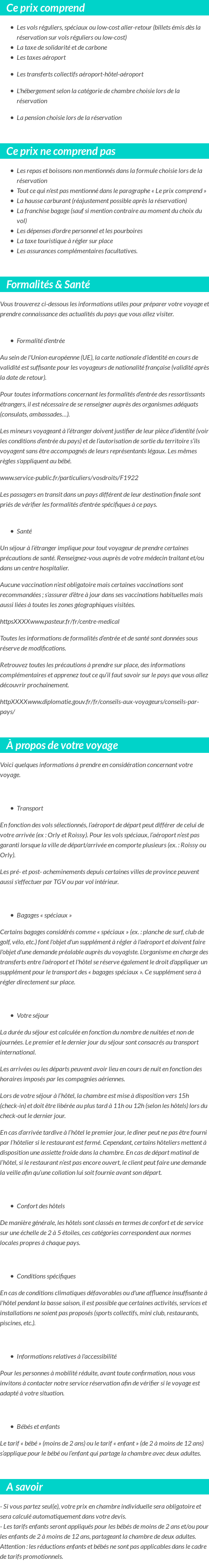 Conditions tarifaires