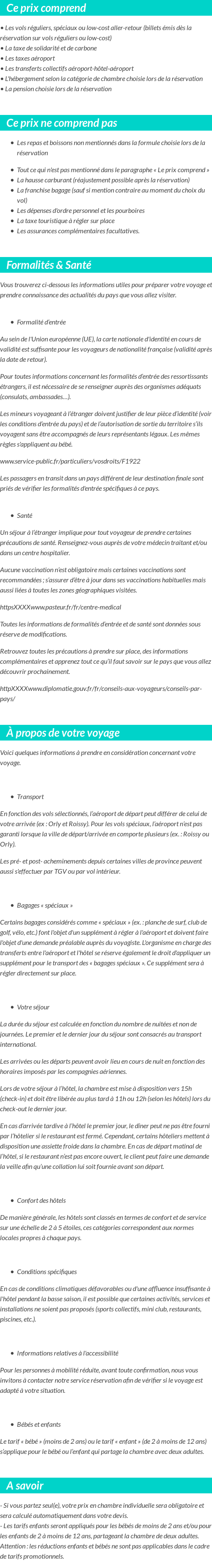 Conditions tarifaires