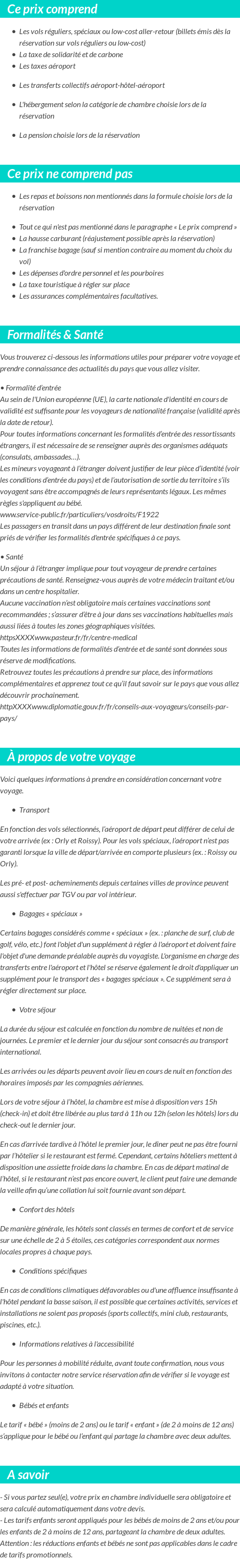 Conditions tarifaires