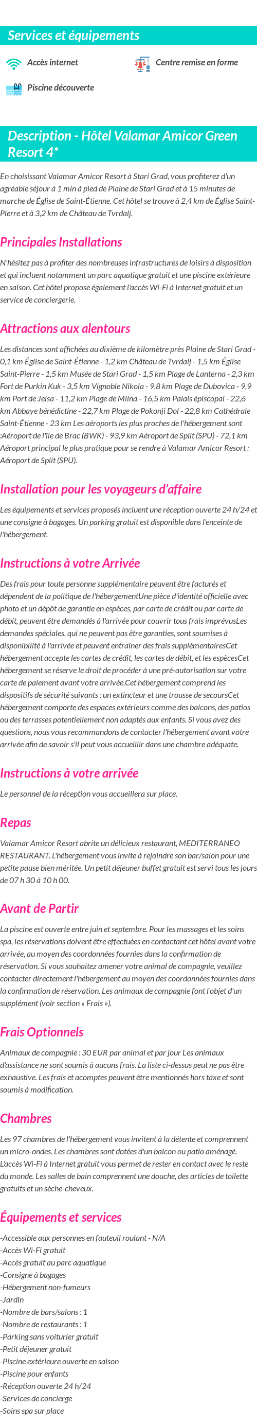 Détails du séjour