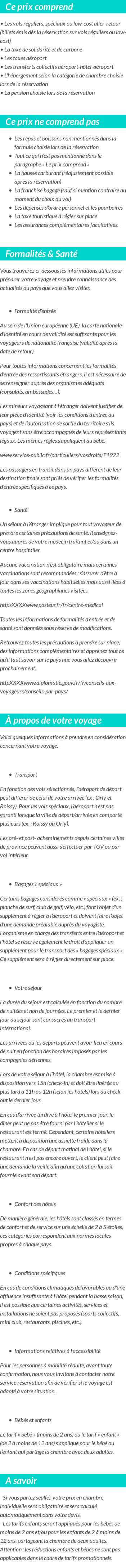 Conditions tarifaires