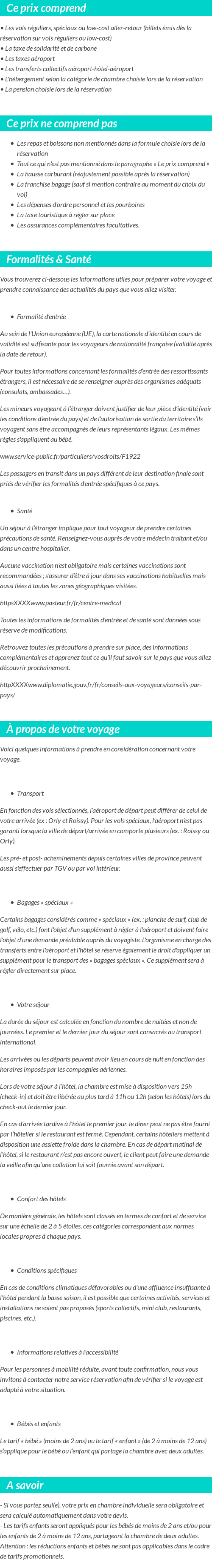 Conditions tarifaires