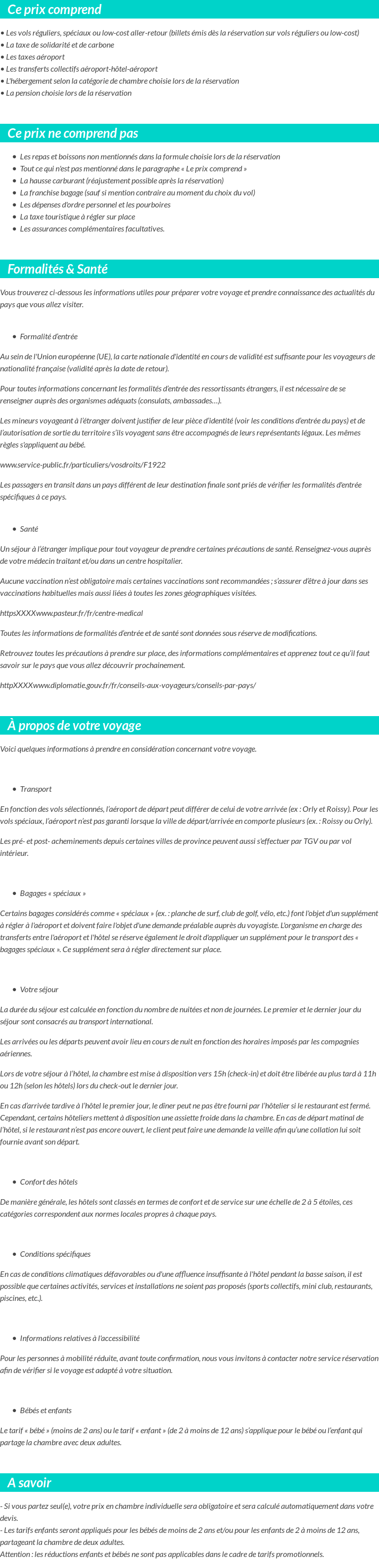 Conditions tarifaires