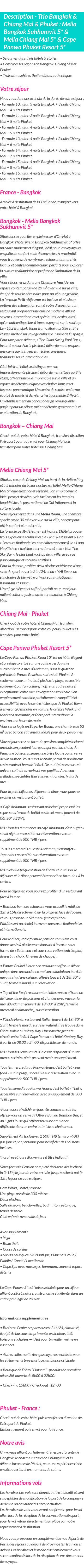Détails du séjour