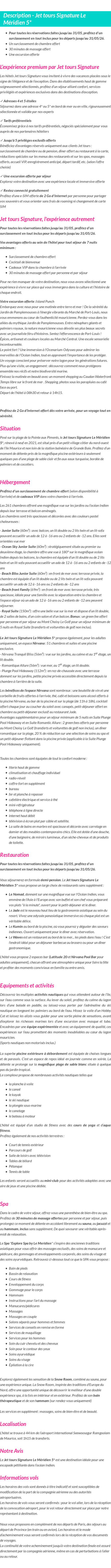 Détails du séjour