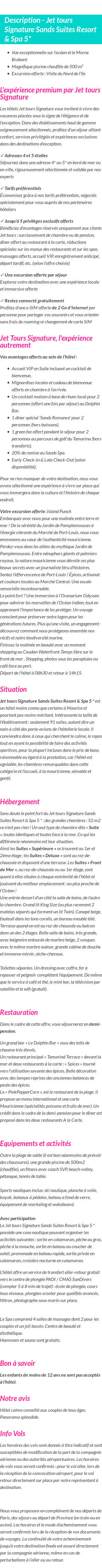 Détails du séjour