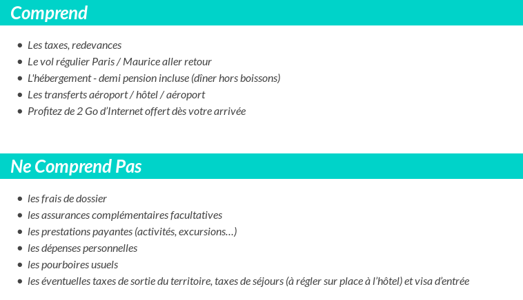 Conditions tarifaires