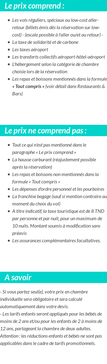 Conditions tarifaires