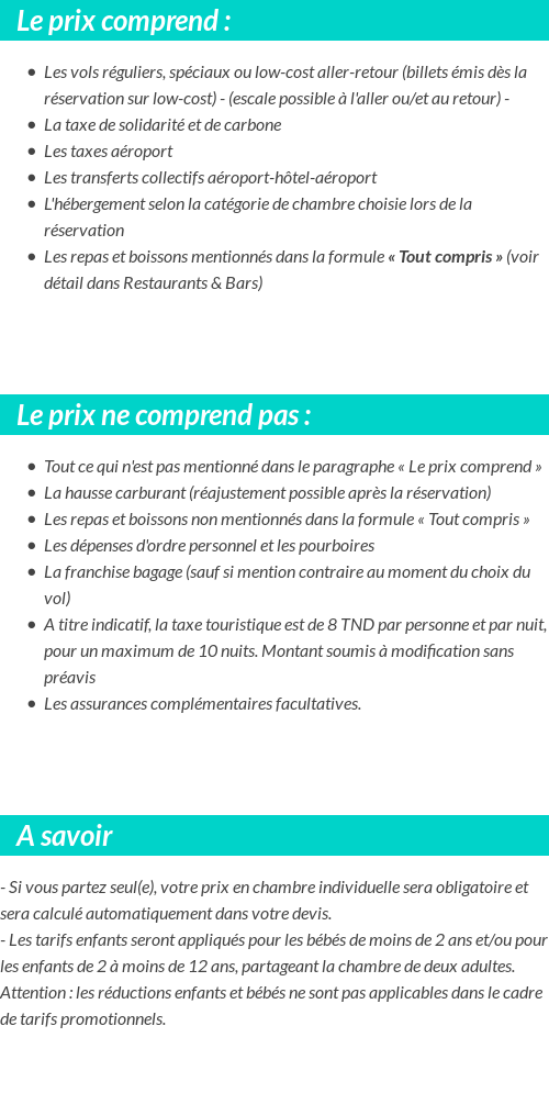 Conditions tarifaires