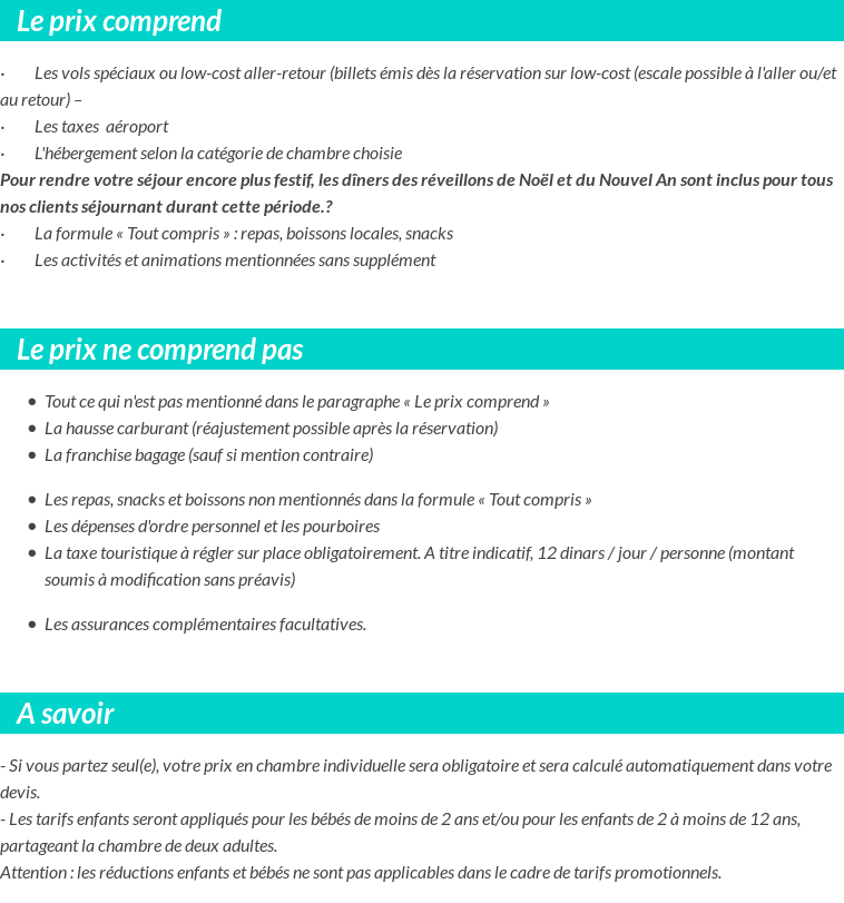 Conditions tarifaires