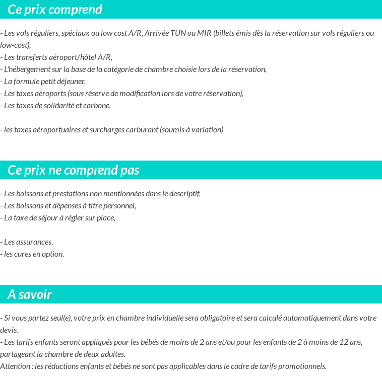Conditions tarifaires