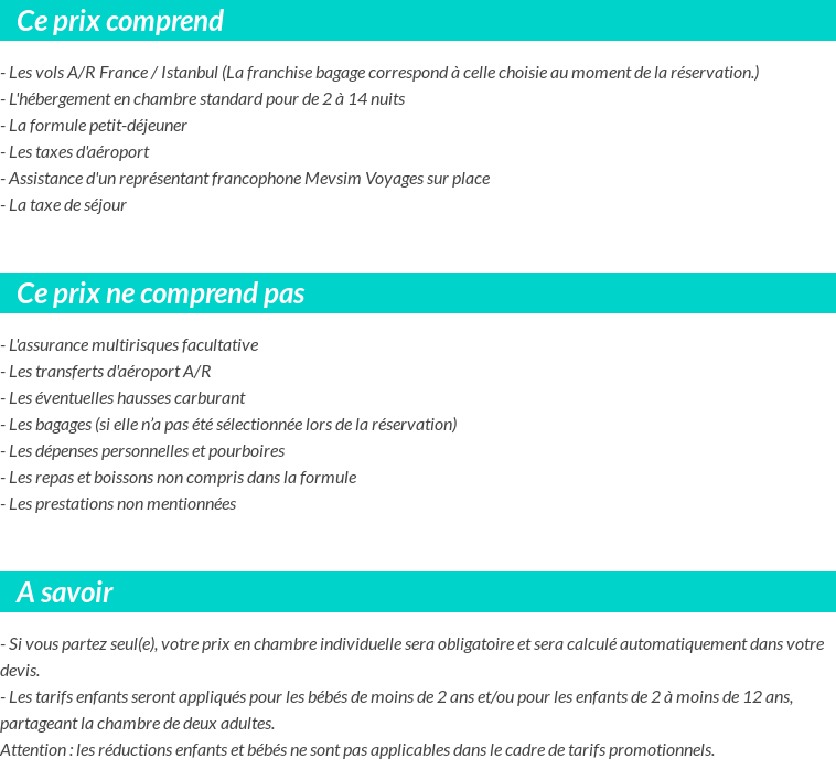 Conditions tarifaires