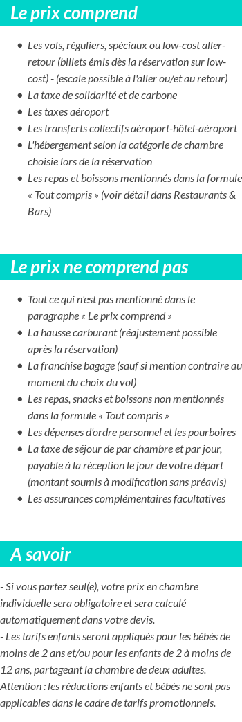 Conditions tarifaires