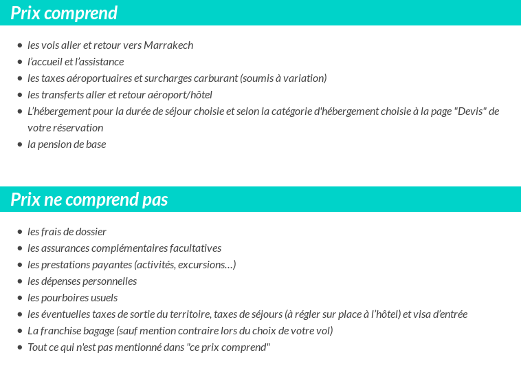 Conditions tarifaires