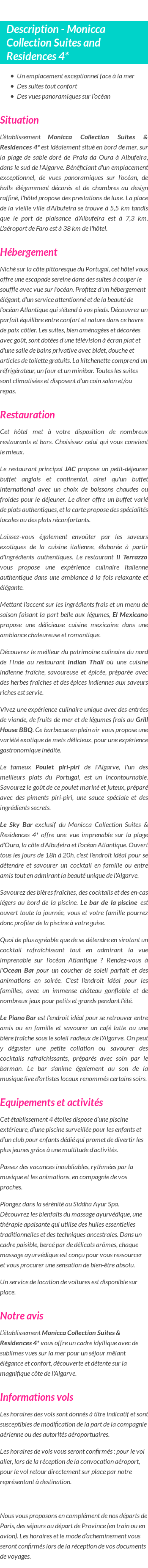 Détails du séjour