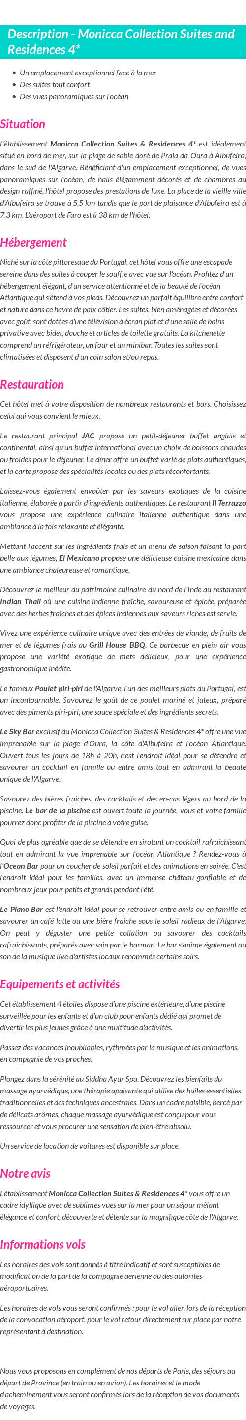 Détails du séjour
