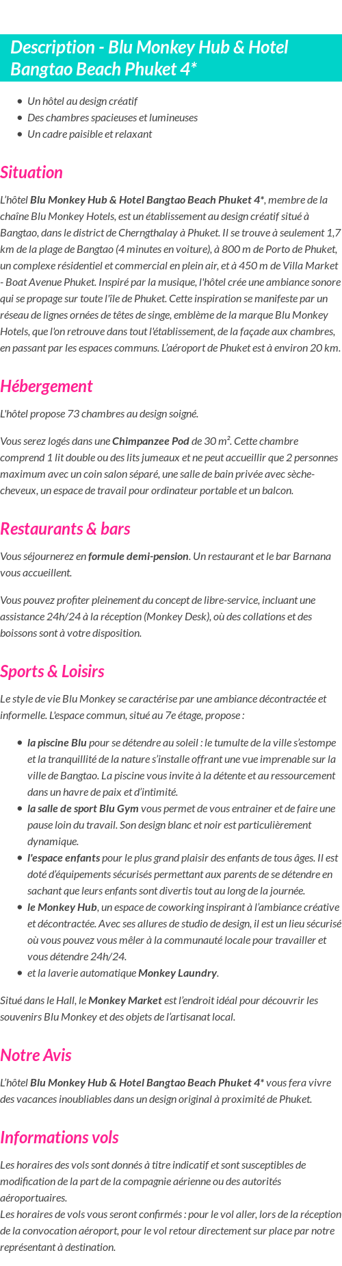 Détails du séjour