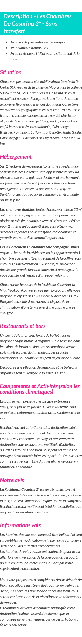 Détails du séjour