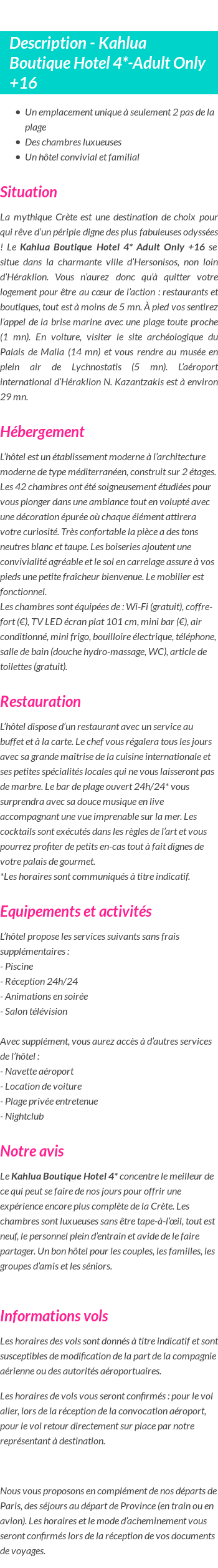 Détails du séjour