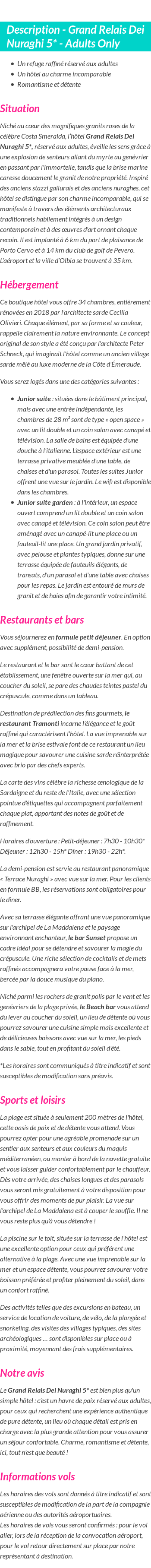 Détails du séjour