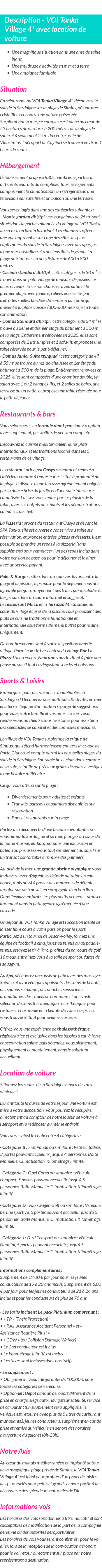Détails du séjour