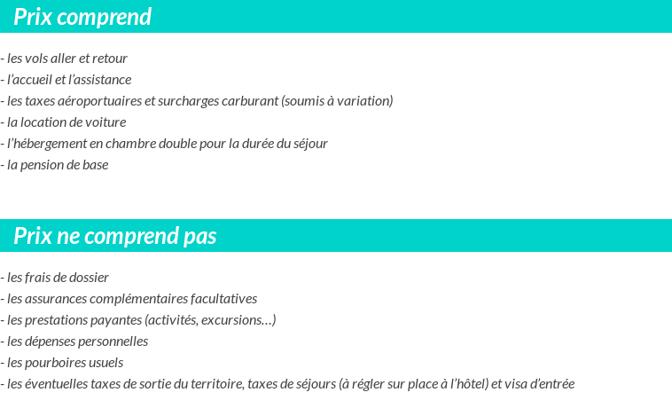 Conditions tarifaires