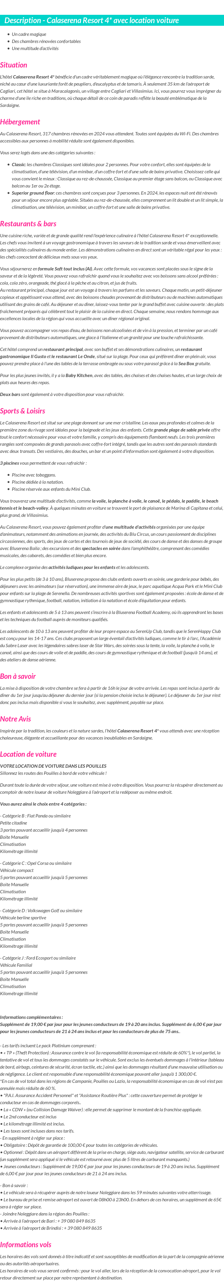 Détails du séjour