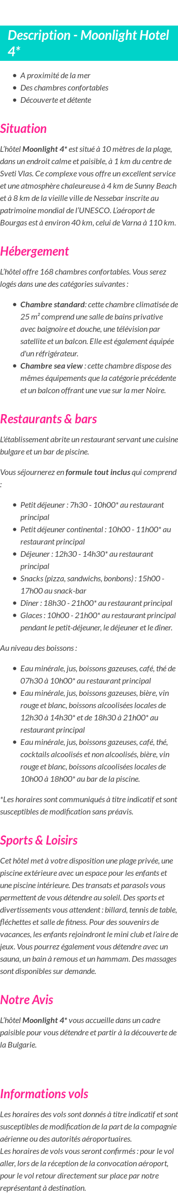 Détails du séjour