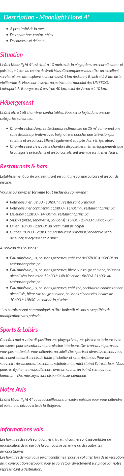 Détails du séjour