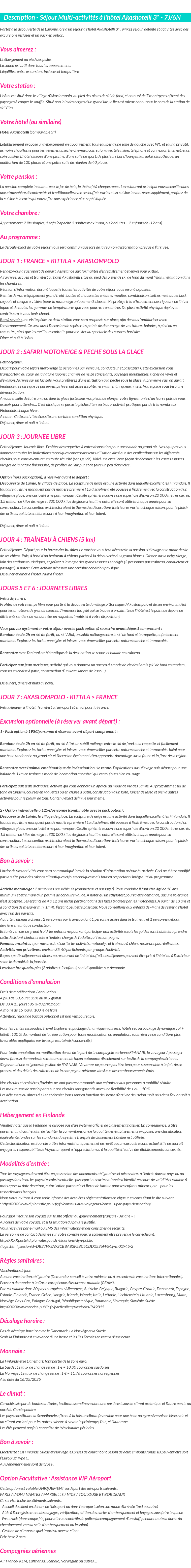 Détails du séjour