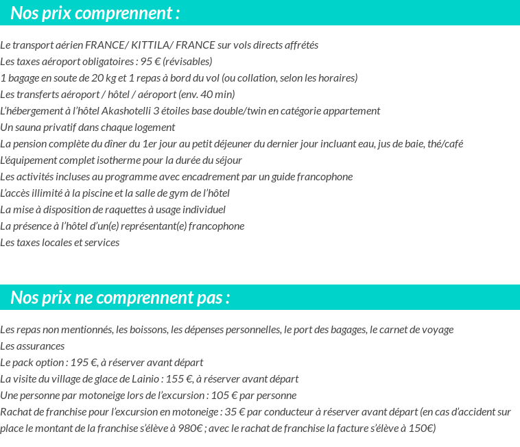 Conditions tarifaires