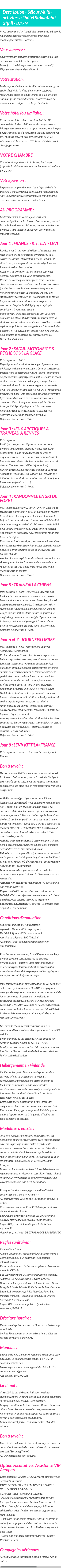 Détails du séjour