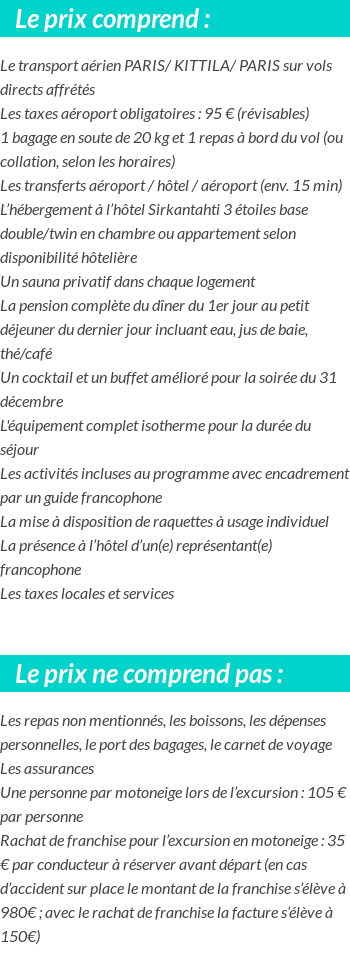 Conditions tarifaires