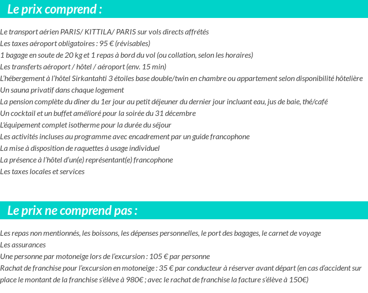 Conditions tarifaires