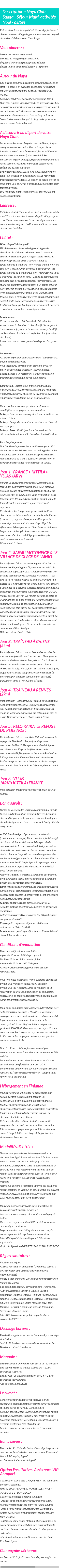 Détails du séjour