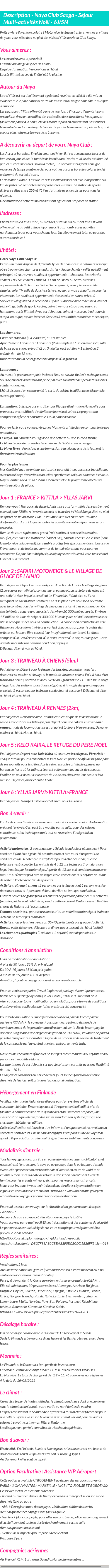 Détails du séjour