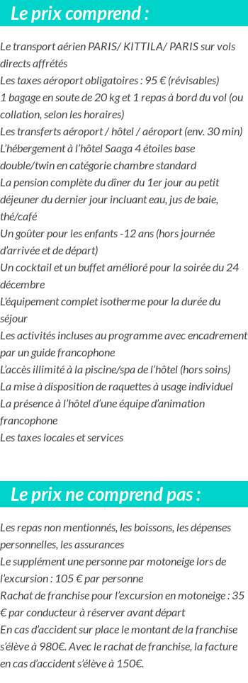 Conditions tarifaires
