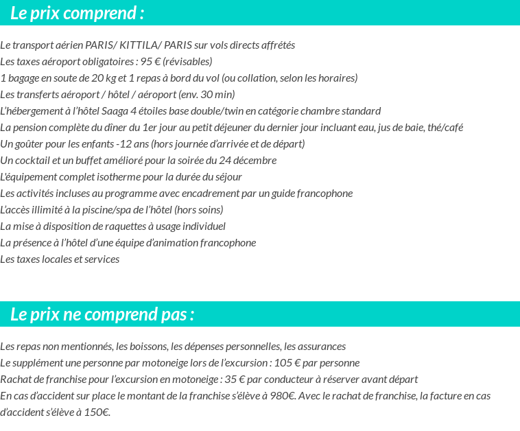 Conditions tarifaires